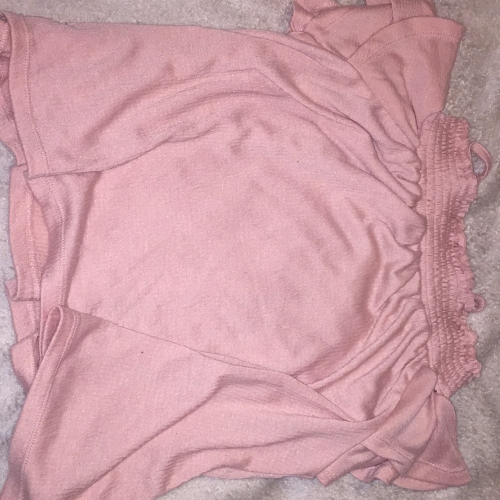 Pink off the shoulder shirt with straps
